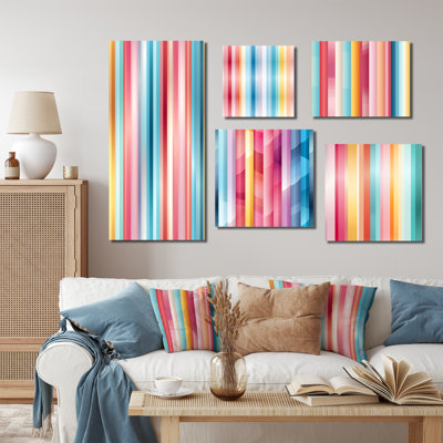 Lobsien - Striped Canvas Art Print Set Of 5