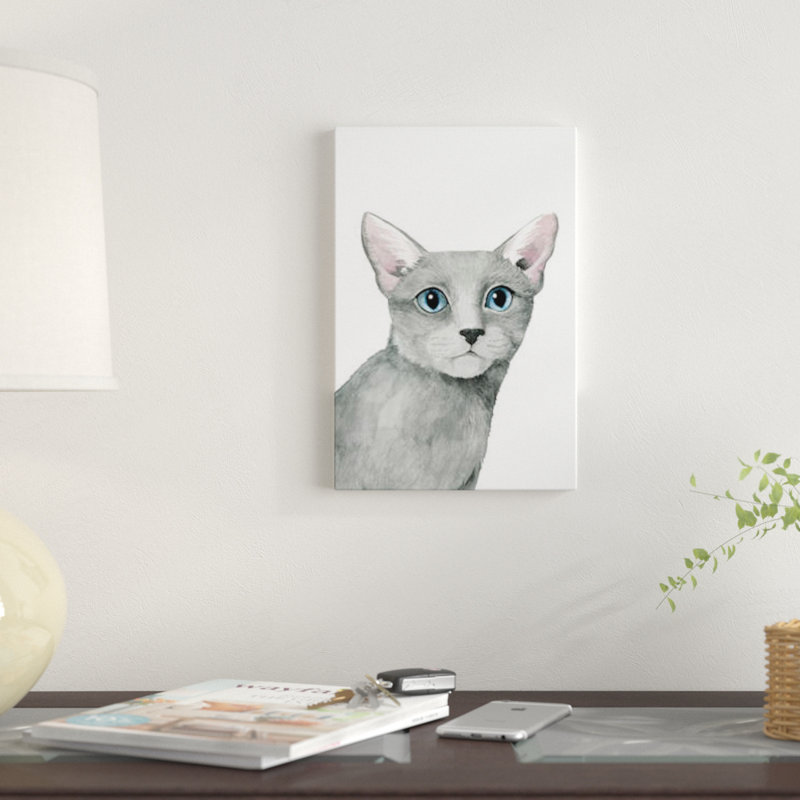 « cat portrait i », impression sur toile, H 26 po x l 18 po x P 1,5 po, Toile tendue, Pas de tapis