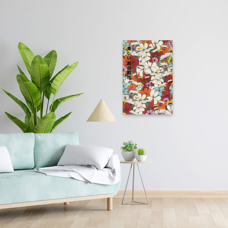 Beautiful Summer Wildflowers Abstract Contemporary Wall Art Print 1 Piece Wrapped Canvas Wall Art, 60.96cm H x 40.64cm W