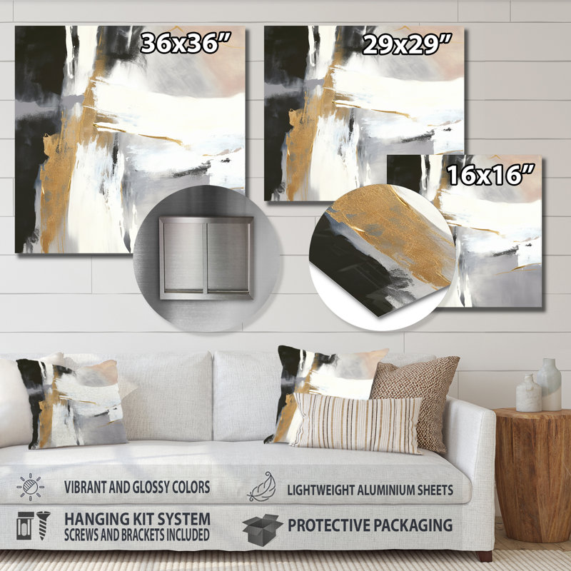 Glam Abstract Wall Decor on Metal, 36" H x 36" W x 1" D