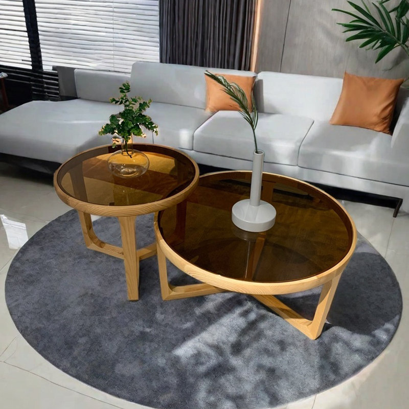 Ensemble de tables basses rondes, Burlywood