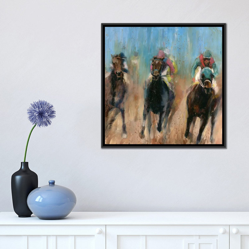 « run », reproduction sur toile, H 14 po x l 37 po x P 37 po, Toile avec cadre noir, Pas de tapis