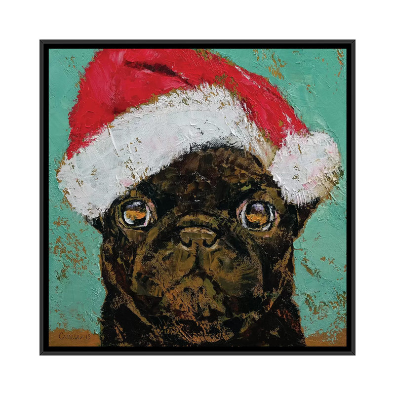 « santa carlin » par michael cris, impression sur toile, H 18 po x l 18 po x P 1,5 po, Toile avec cadre noir, Pas de tapis