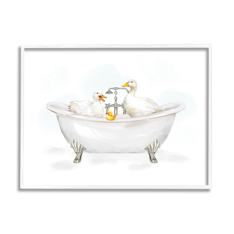 Canards dans la baignoire de Ziwei Li, Giclée encadrée blanc bord de mer, H 24 po x l 30 po x P 1,5 po