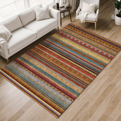 Premium Machine Washable Mayfield AMF2218 Striped Rug