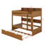 Lit superposé avec rangement et lit gigogne, structure de lit superposé en bois peu encombrante avec tablettes de chevet-156605857-156605858