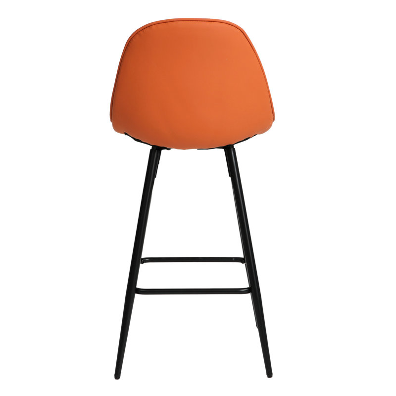 De 2 tabourets de comptoir en métal modernes avec dossier et repose-pieds, similicuir, pour bar personnel, cuisine, chaises sans accoudoirs de 25,5 po, revêtement en cuir brun café, structure en acier, sans accoudoirs,