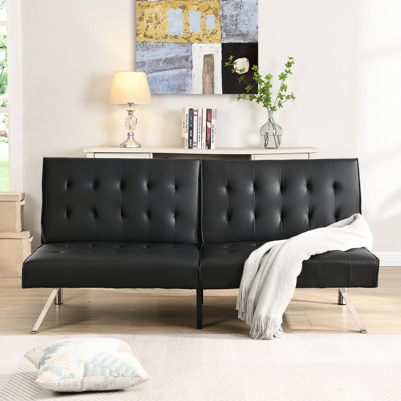 Lit de salon multifonctionnel en cuir noir, espace, capacité de poids de 650 lb, profondeur de 68,17 po, largeur de 32,24 po, hauteur de 33,81 po