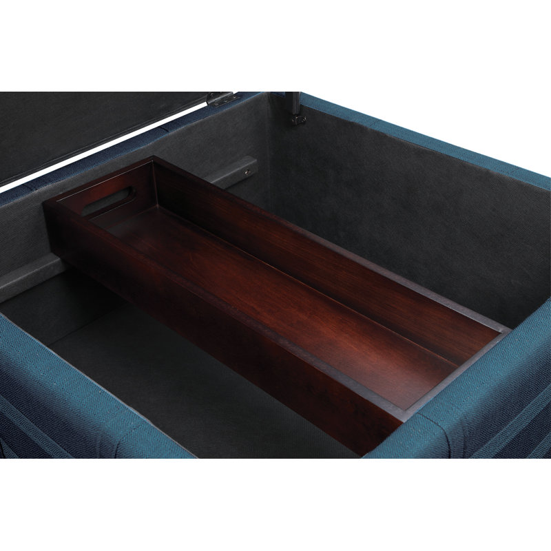 Repose-pieds carré de 29,75 po de largeur avec rangement, Polyester azur