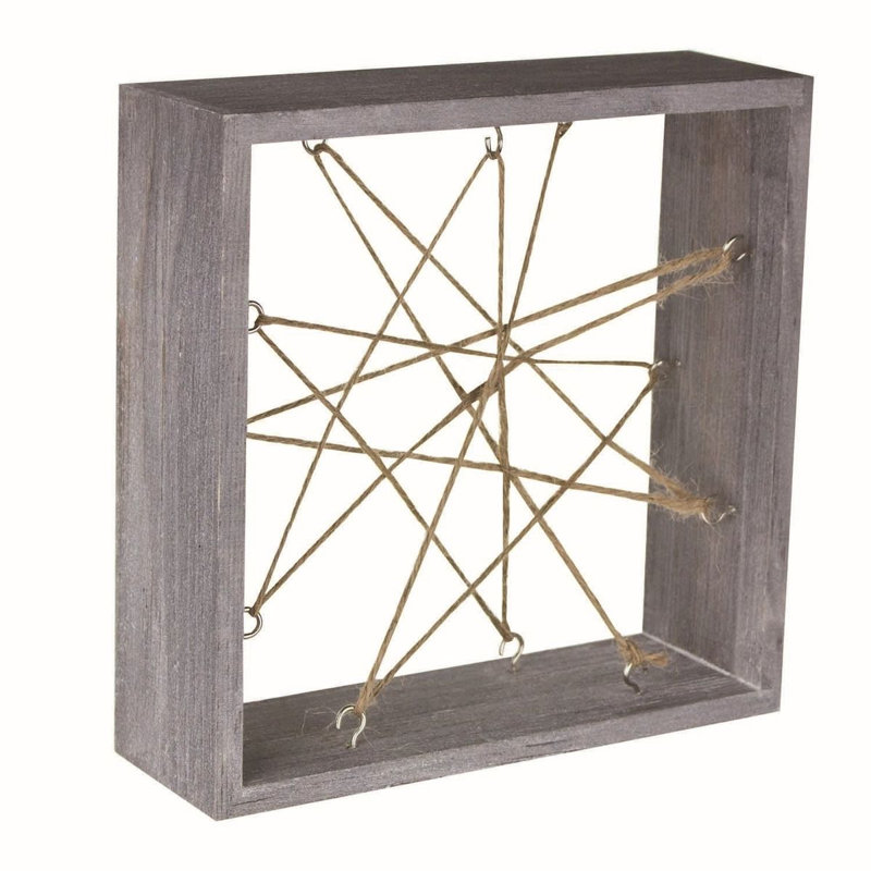 Whitewashed Wooden Air Plant Frame, H 7 po x l 7 po x P 2,5 po, Gris