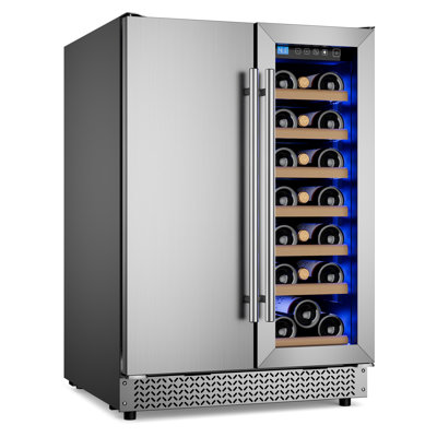 VUSHINE 21-Bottle & 88-Can Hybrid Door Beverage Center, 24" Under Counter Built-In or Freestanding, Round Handle on Fridge.com