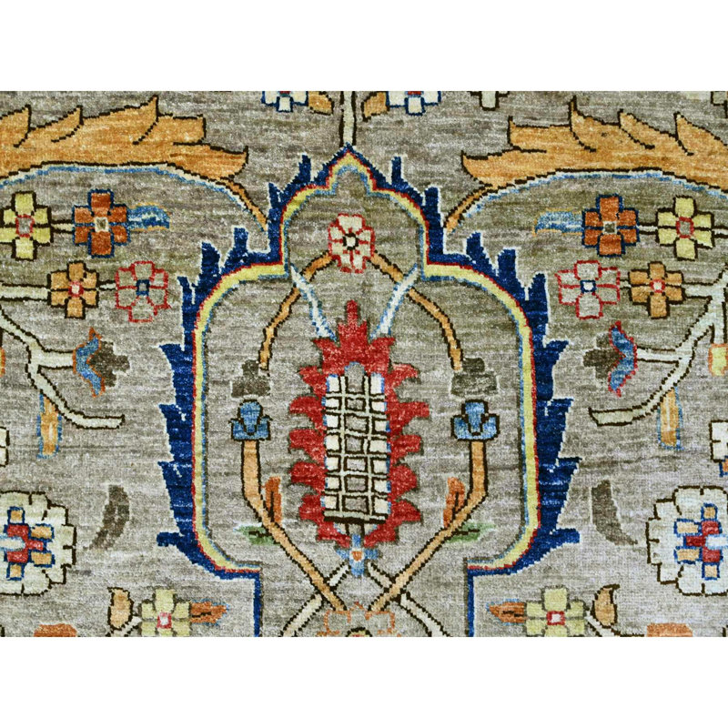 Tapis en laine noué à la main 10 pi x 13 pi 4 po gris Peshawar Heris 9AA2AD9FD08847C1B5949985D70DBA23