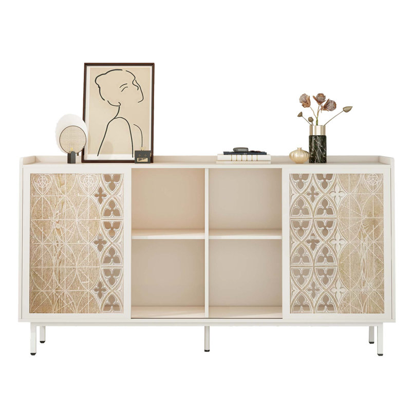 Buffet de rangement Mid-Century avec porte coulissante