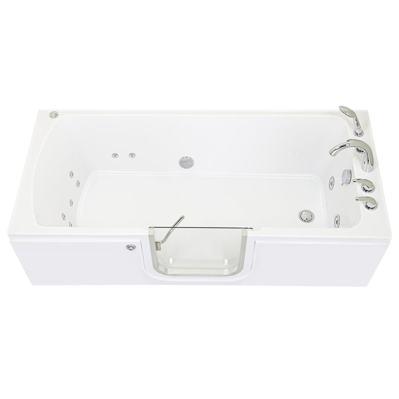 Laydown 32x72 Hydro Massage Walk-In-Bathtub Right Drain, 5 Piece Fast Fill Faucet, Right