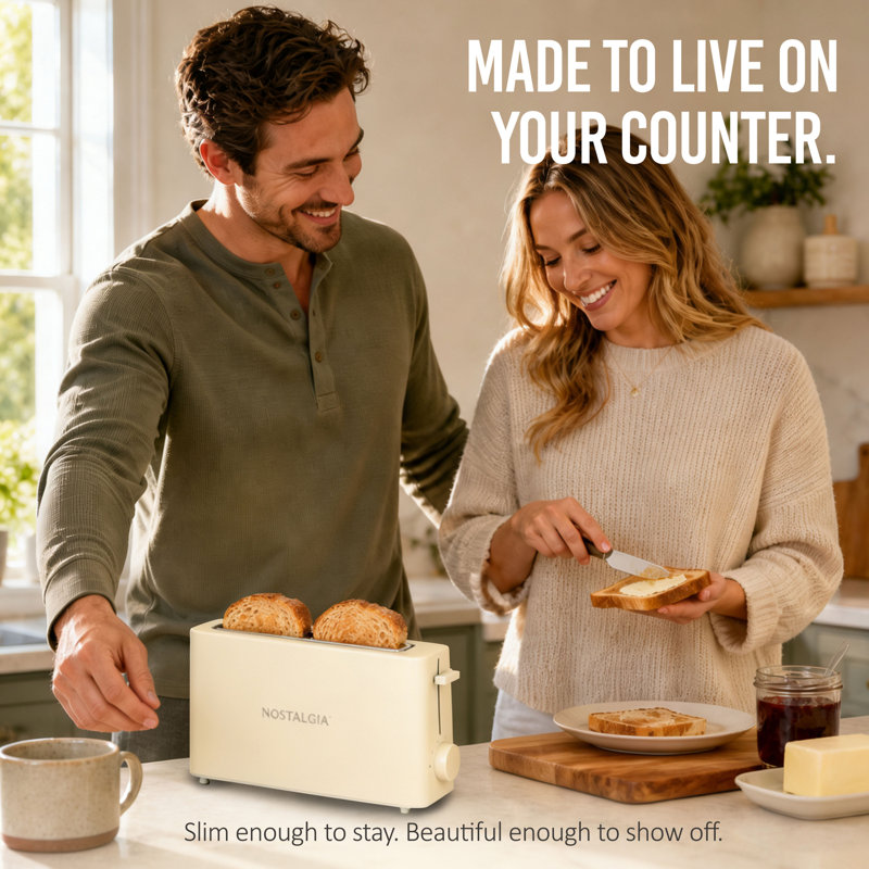 Slim 2-Slice Space-Saving Toaster, Oatmeal, Oatmeal