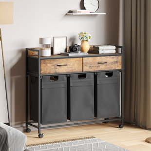 Laundry Hamper baskets 3 Section with 2 Drawers