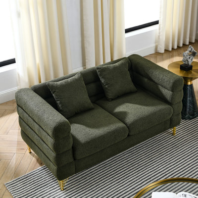 Canapé modulaire surdimensionné à 2 places de 60 pouces - et moelleux avec coussins lombaires, esthétique moderne épurée, matériaux pour diverses pièces, confort, bureau, maison