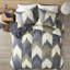 Sophisticated Full/queen Duvet Cover - Printed Cotton With Pattern And 2 Matching Shams Button Closure Solid Reverse Chic Bedding Print Coordinating Corner Ties