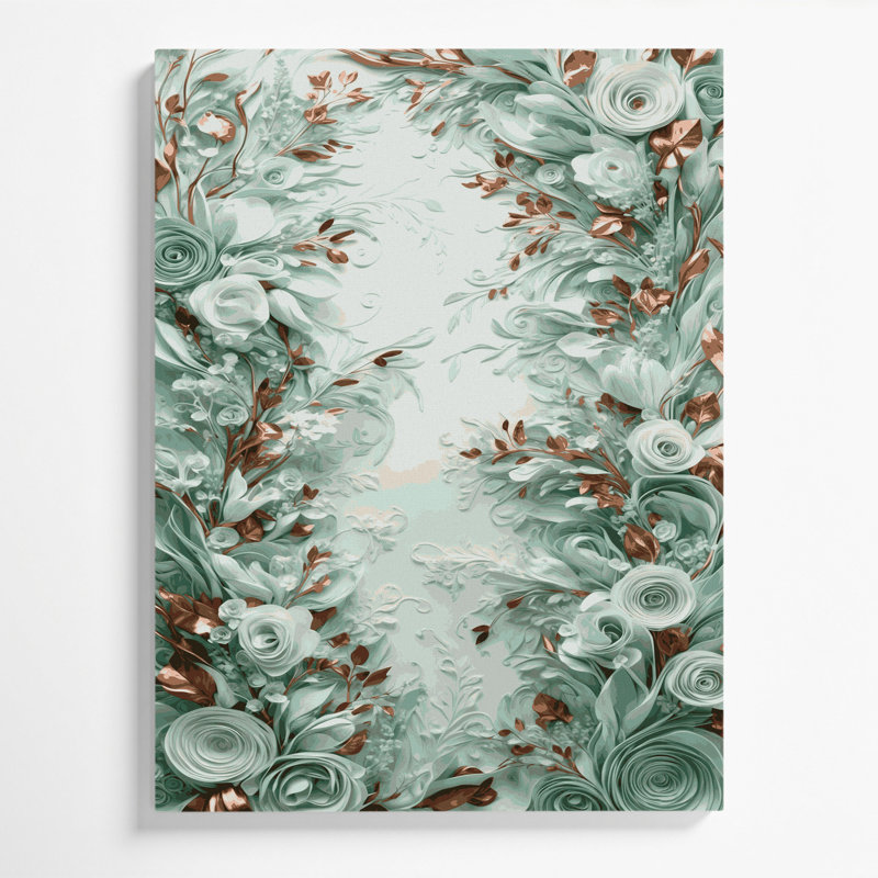 "Abstract Florals" 30, art mural sur toile verte, H 14 po x l 11 po