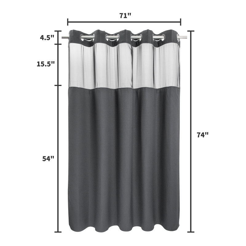 Rideau de douche Ramjani Waffle Weave, H 74 po x l 71 po, Gris graphite