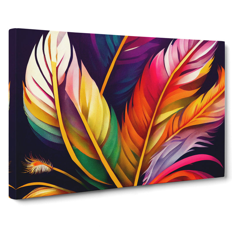 Magnetic Bird Feathers - Wrapped Canvas, 50cm H x 76cm W x 3cm D