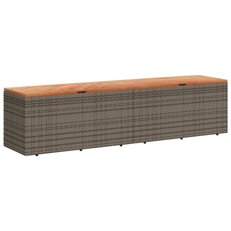 Acacia Steel/Solid Wood/Wicker Deck Box, Brown/Gray