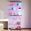 6-Tier Glass Display Cabinet with RGB Lights & Lock, Solid Wood Top, Middle Shelf & Bottom Panel-129441868
