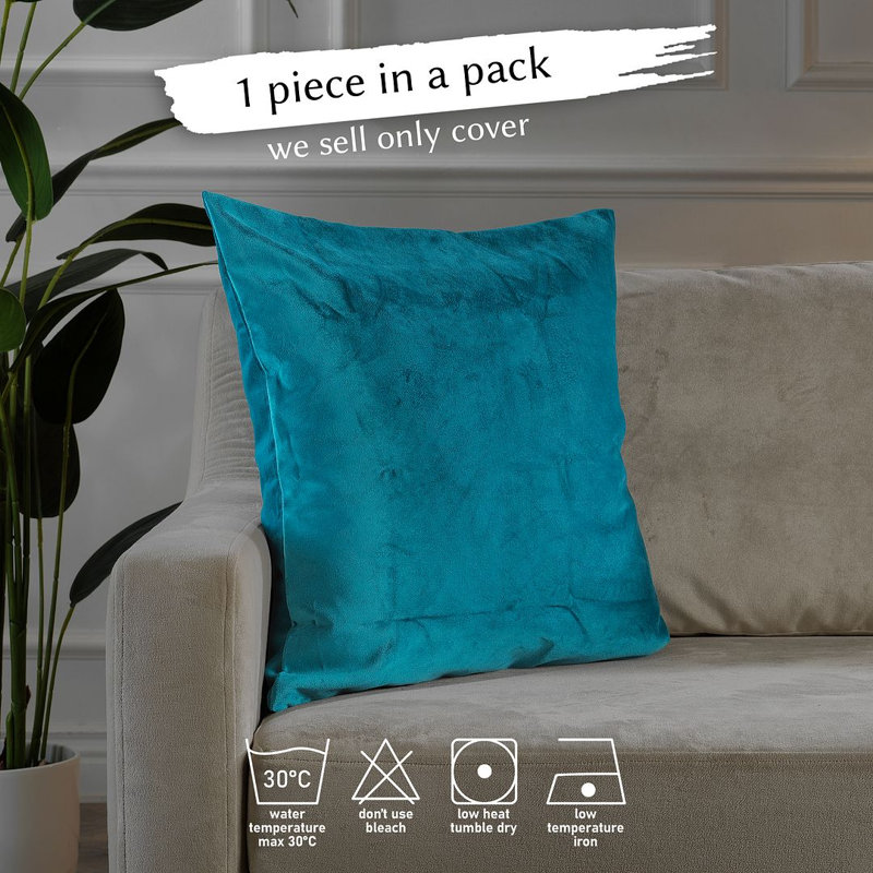 Housse de coussin en velours mat 1pc, Carré 20 po, Bleu turquoise