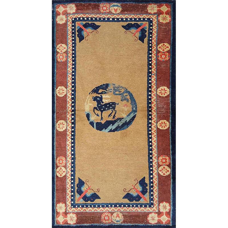 Tapis antique à motif de rennes chinois