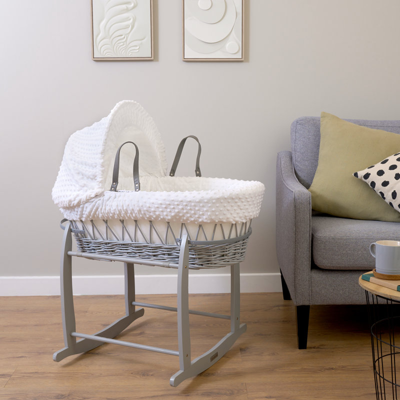 Dimple Wicker Moses Basket, White