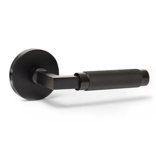 Poignée de porte noire en laiton massif avec poignée moletée London