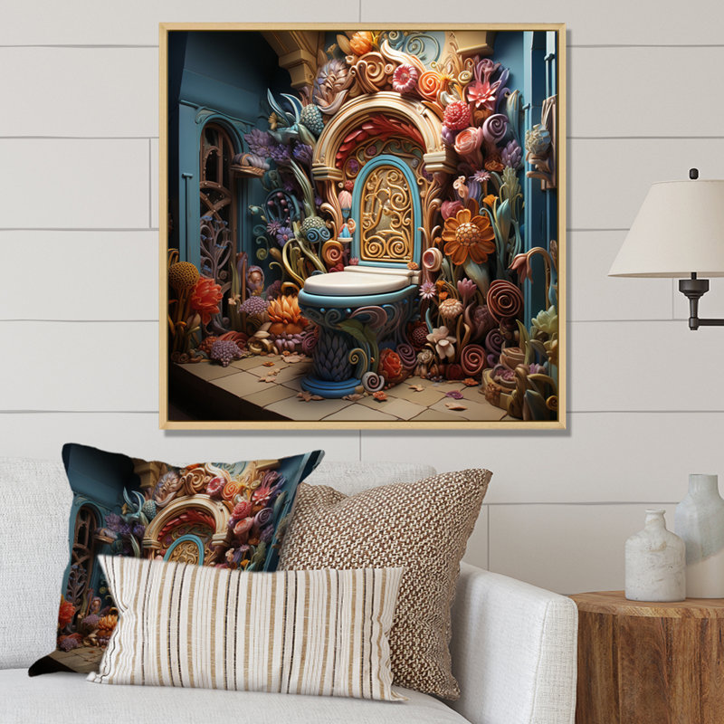 Toilet Whimsical Wonderland I - Bath & Laundry Canvas Art Print, H 24 po x l 24 po x P 1 po, Cadre naturel flottant