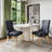 7-Piece Dining Table Set, Marble Veneer MDF Table with 6 Velvet Dining Chairs – Modern Dining Furniture for 6-1902553217-1897108838