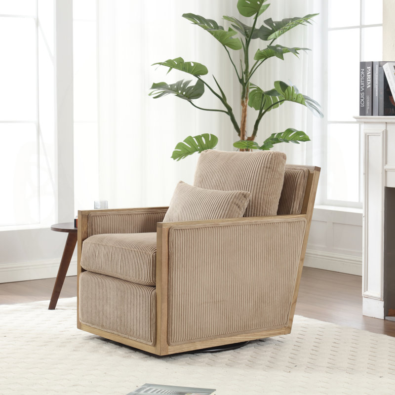 Fauteuil pivotant confortable en velours côtelé pour diverses pièces, améliorant votre temps de loisir