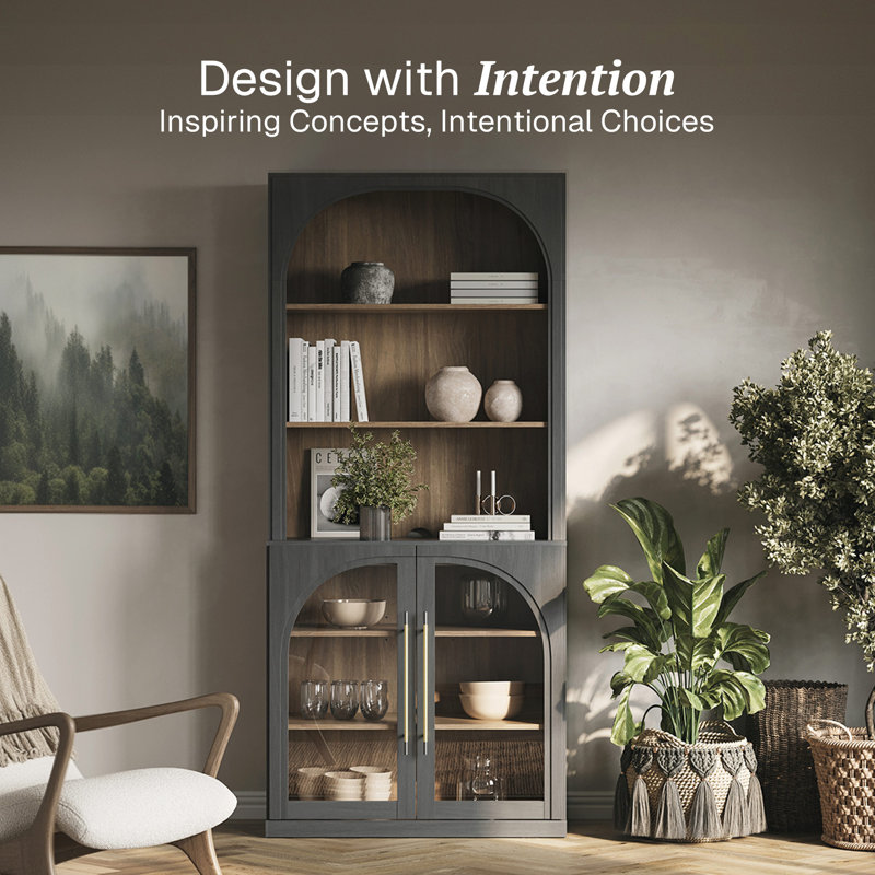 Set of 2 72" Tall Modern Wood 6-Tier Bookshelf, Ebony, Ebony