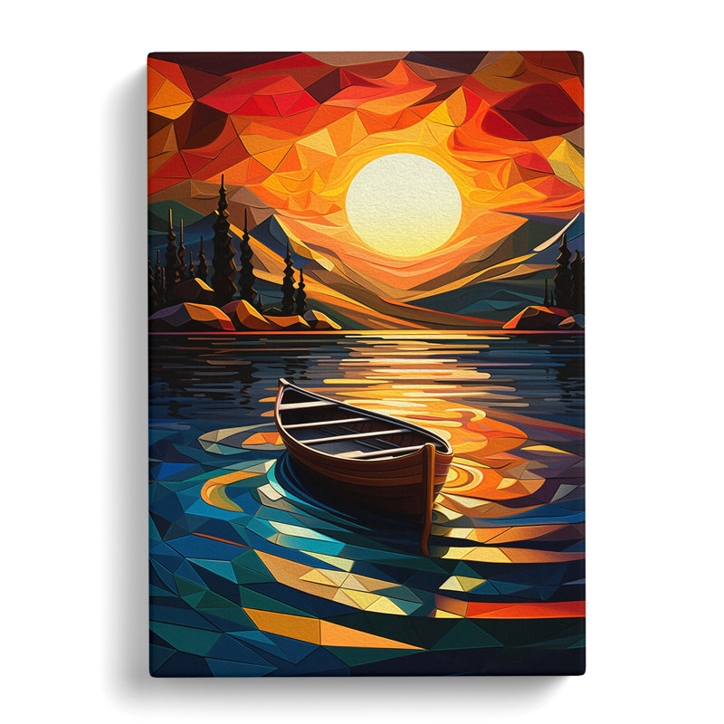Boat On A Lake Orphism No.3 - Wrapped Canvas, 76cm H x 50cm W x 3cm D