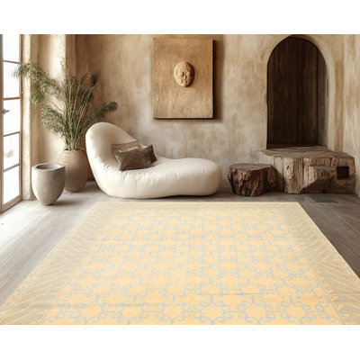Tapis transitionnel de qualité supérieure en laine noué à la main ivoire et beige 8 x 10 pi 8 po