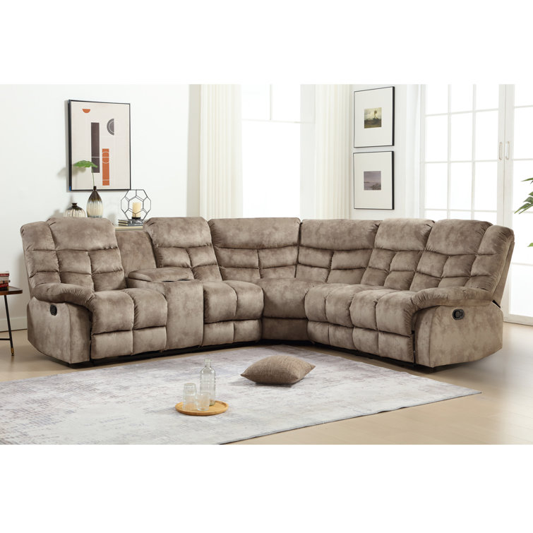 3-Piece Modern And Upholstered Soft Manual Reclining Sectional With Cupholders And Storage