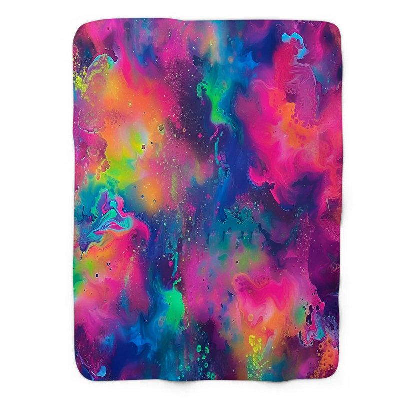 Jeté Neon Burst Tie Dye - 1 pièce Sherpa, Lit simple