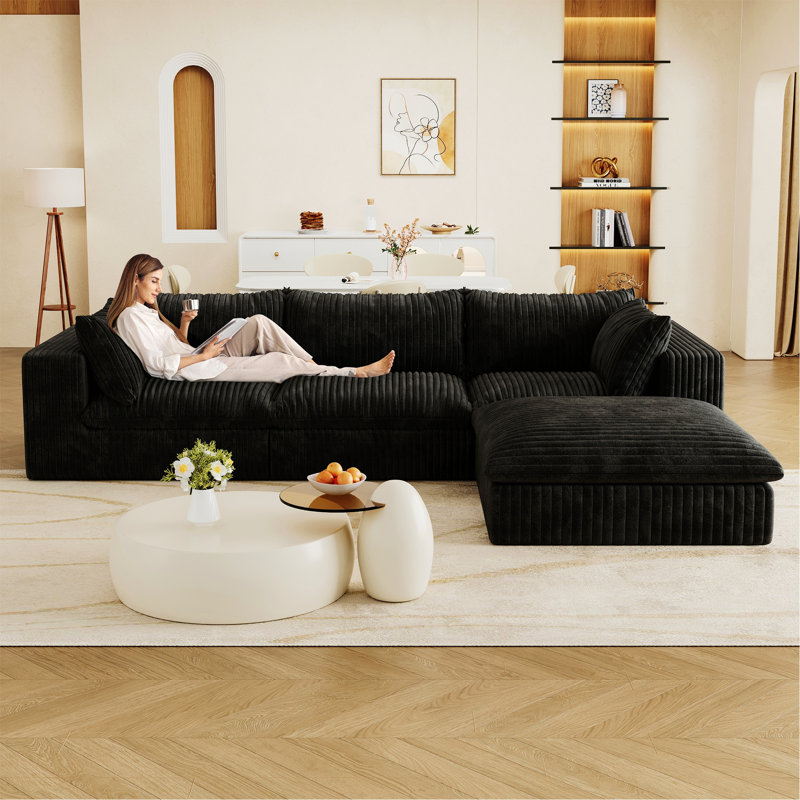 Canapé avec coussin amovible, Black, H 24 po x l 118,2 po x P 78,8 po
