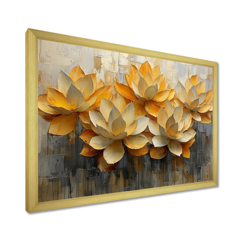 Murraine - Floral Wall Art, H 12 po x l 20 po, Reproduction encadrée d'une seule photo, Doré