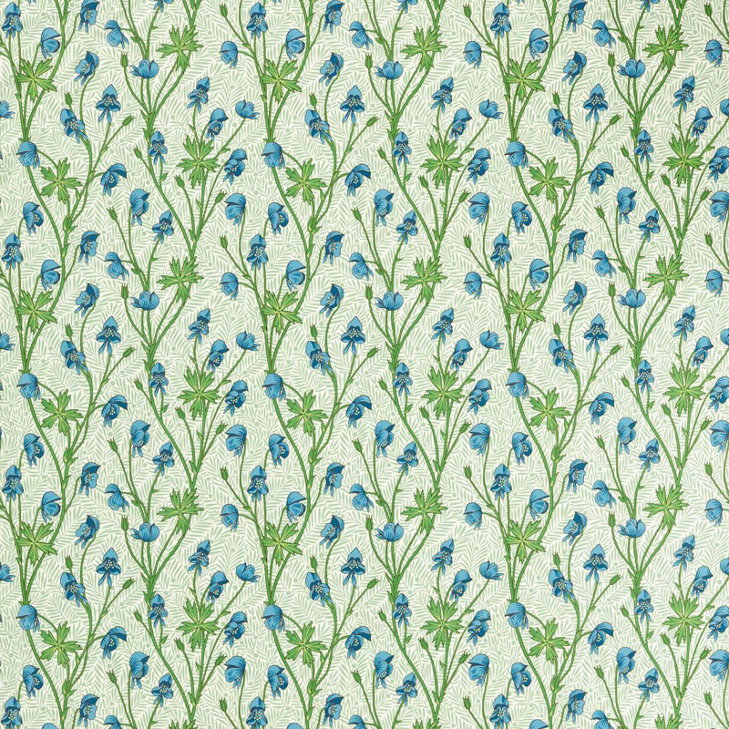 Bedford Park Monkshood Fabric, Cobalt/Goblin Green