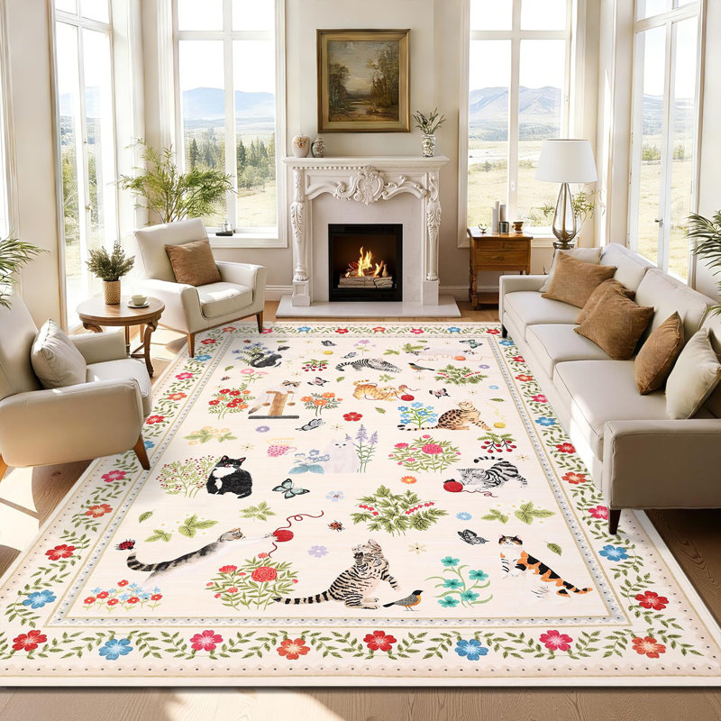 Animal Print Machine Printed Area Rug, Beige, Rectangle 200 x 290 cm