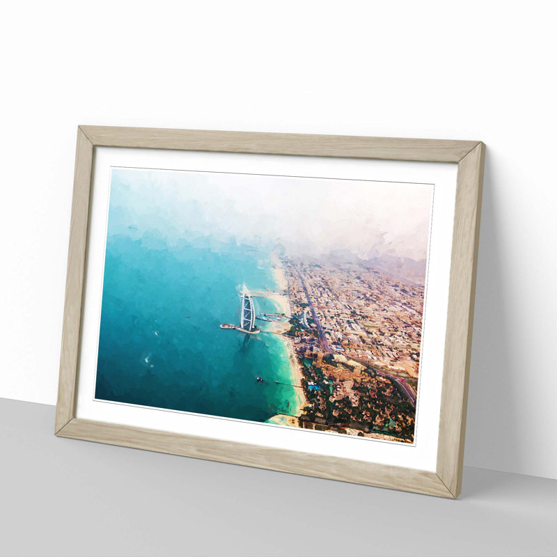 The Skyline of Dubai in Abstract - Framed Print, Oak, 60cm H x 91cm W x 2cm D
