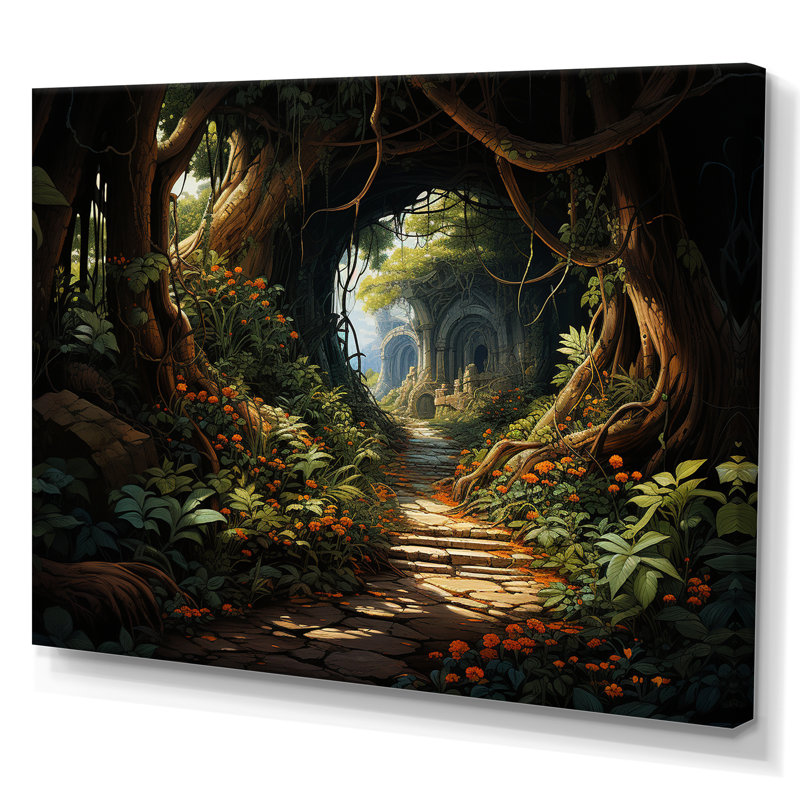 Green Tunnel Enchanted Forest Earthy II, reproduction d'art sur toile, H 12 po x l 20 po x P 1 po, Toile tendue