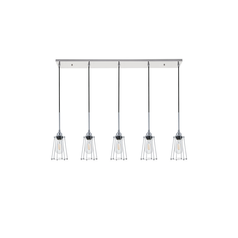 Luminaire suspendu conique à 5 lumières Sessoms, Chrome