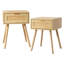 Ensemble de 2 tables de chevet avec tiroir en rotin