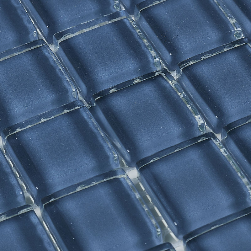 Color Wave 1" x 1" Glass Mosaic Field Tile in Twilight Blue, Classic Solid Twilight Blue