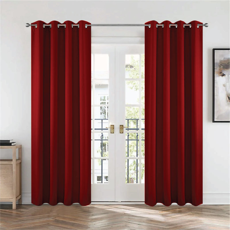 Frasco Blackout Curtain Pair, Red, 167.64cm Width x 182.88cm Drop