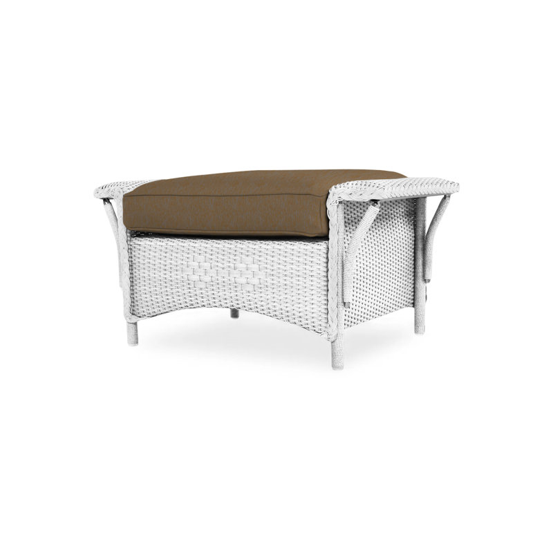 Nantucket Outdoor Ottoman, White, Rollo Linen